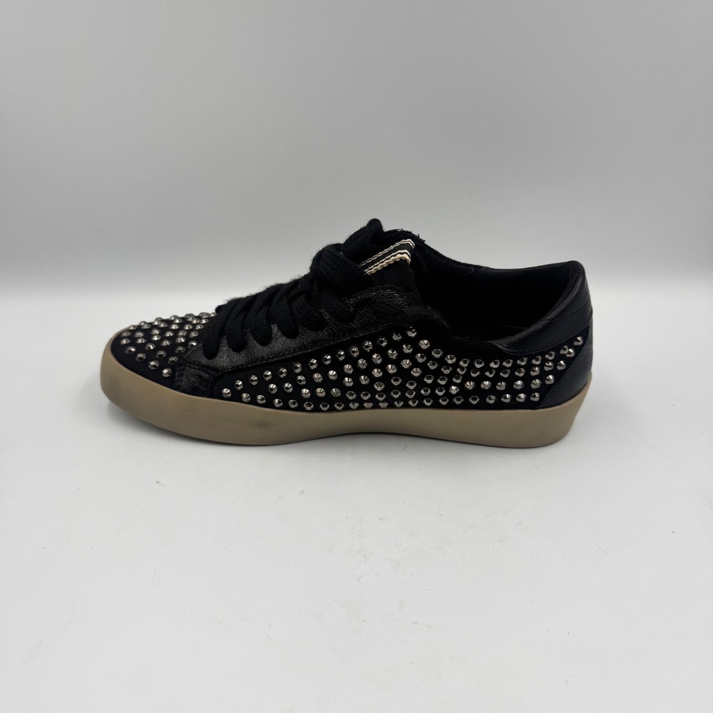 Shu Shop Rockstar Black Studded Star Low Top Sneakers Womens Size 6 Black Tan - Picture 3 of 11